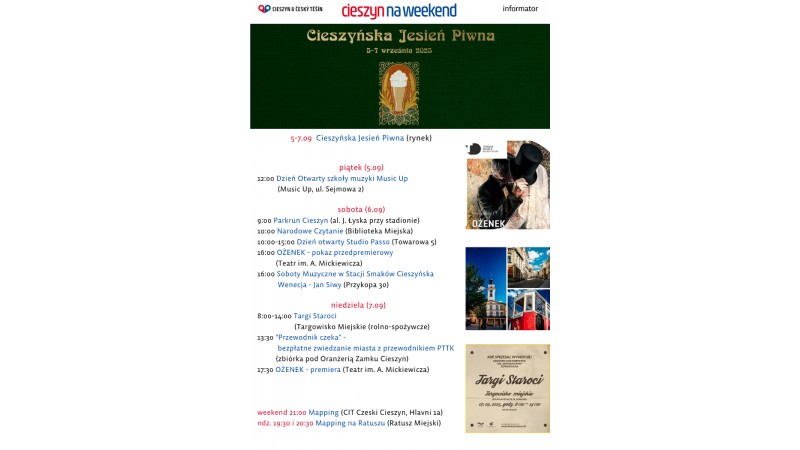 rozpiska weekendowa (mat. UM Cieszyn)